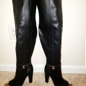 Gold toes steal real leather over the knee thigh